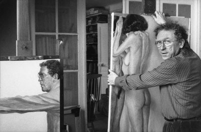 �a, c'est la photo dde cartier bresson montrant Arikha montrant le tableau le montrant lui m�me en train de se peindre