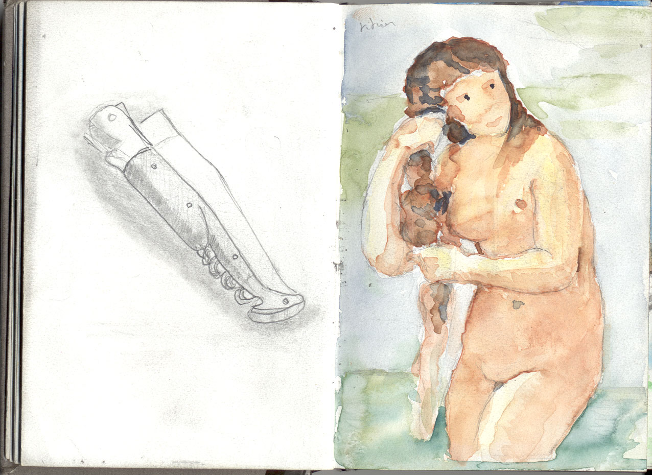 double page de mon vieux petit carnet � dessin. A gauche le couteau, � droite la Venus (je pr�cise, vu la maladresse du dessin, on pourait confondre)