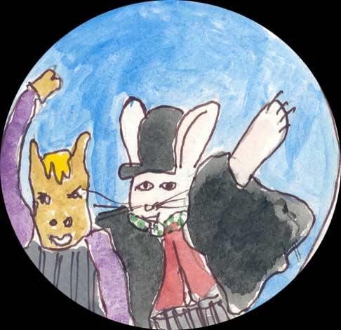 Ce sont Pifoo et son ami le lapin Rabbit, magicien de son �tat, qui vous saluenrt du haut de la dunette du bateau aux voiles multicolores et changeantes dont le  capitaine, Rakham le dauphin n'est autre que le directeur de l'illustre Cirque des Poissons